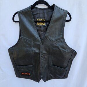 Genuine Leather Vest With Harley Davidson And Road  King Patch. Mens XL